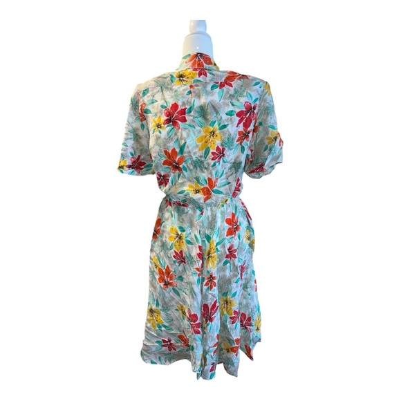 Alberto Makali Vintage Tropical Hibiscus Midi Dress Size 14 WA1 - Picture 2 of 6